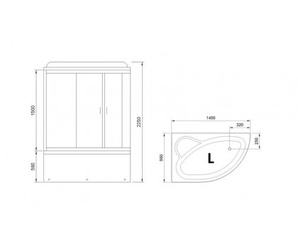 Душевая кабина Royal Bath RB 140ALP-T 140х95 см, с прозрачными стеклами, левосторонняя