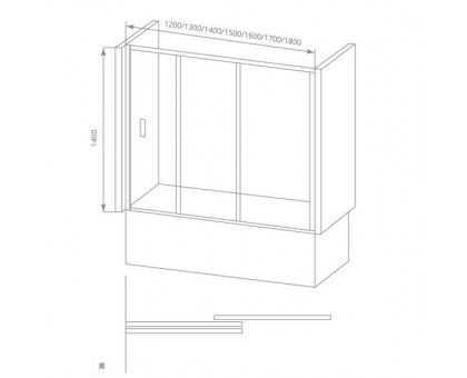 Шторка для ванны Good Door SCREEN WTW-180-G-CH