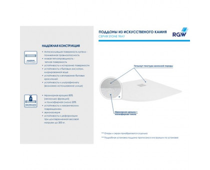 Душевой поддон RGW ST/R-W 100x100 см, полукруглый, белый