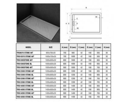 Душевой поддон WeltWasser WW TRS 10070 STONE-WT 100х70 см белый с сифоном