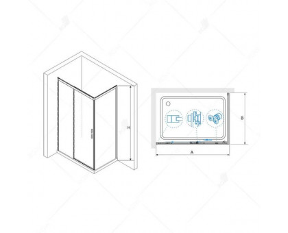 Душевой уголок RGW LE-41B (LE-12B + Z-22B) 130х80, прозрачное стекло