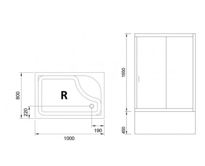 Душевой уголок Royal Bath RB 8100BP-T-CH 100х80 см, с прозрачными стеклами, правосторонний