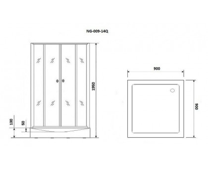 Душевой уголок Niagara NG-009-14QT 90х90 см, с тонированными стеклами