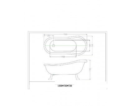 Ванна акриловая Cerutti SPA C-2014 150х75 см комплектация в цвете хром