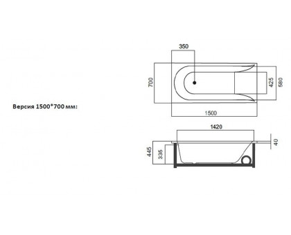 W72W-150-070W1D Spirit, ванна гидромассажная EVO 150*70 на каркасе, без фронтальной панели, шт