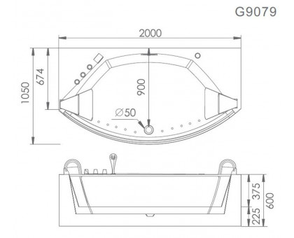 Акриловая ванна Gemy G9079