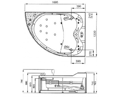 Акриловая ванна Gemy G9086 O R