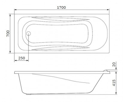 W76A-150-070W-A Sense New, ванна акриловая A0 150x70, см